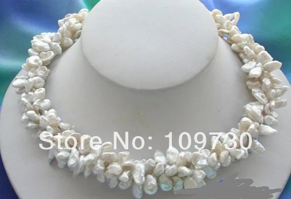 

Jewelry 002613 4ROW 7MM WHITE BAROQUE KESHI REBORN PEARL NECKLACE
