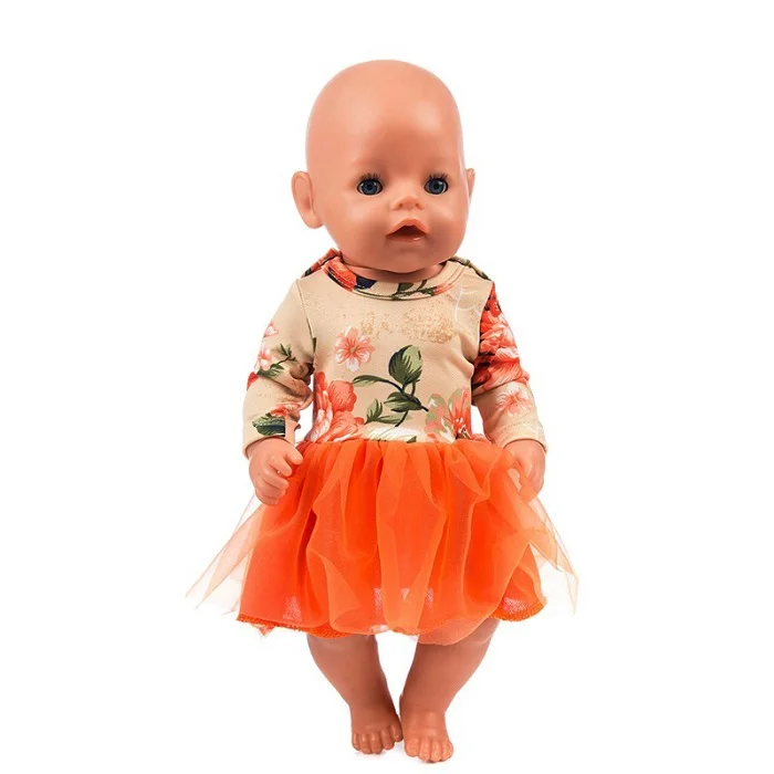 Розовое платье-пачка для девочек 18 дюймов, платье принцессы для куклы, игрушки, одежда bebe, платье для куклы 43 см, куклы для новорожденных - Цвет: NO 8