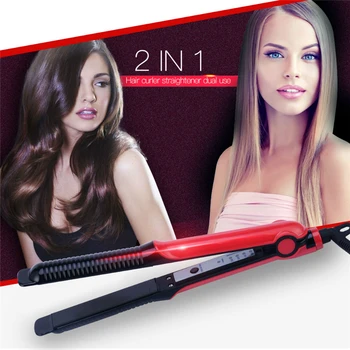 

110-220V Curls Curler Hair Straightener 2 In 1 Styler Straightening Curling Iron Wand Wet And Dry Curling Tongs Styling Tools