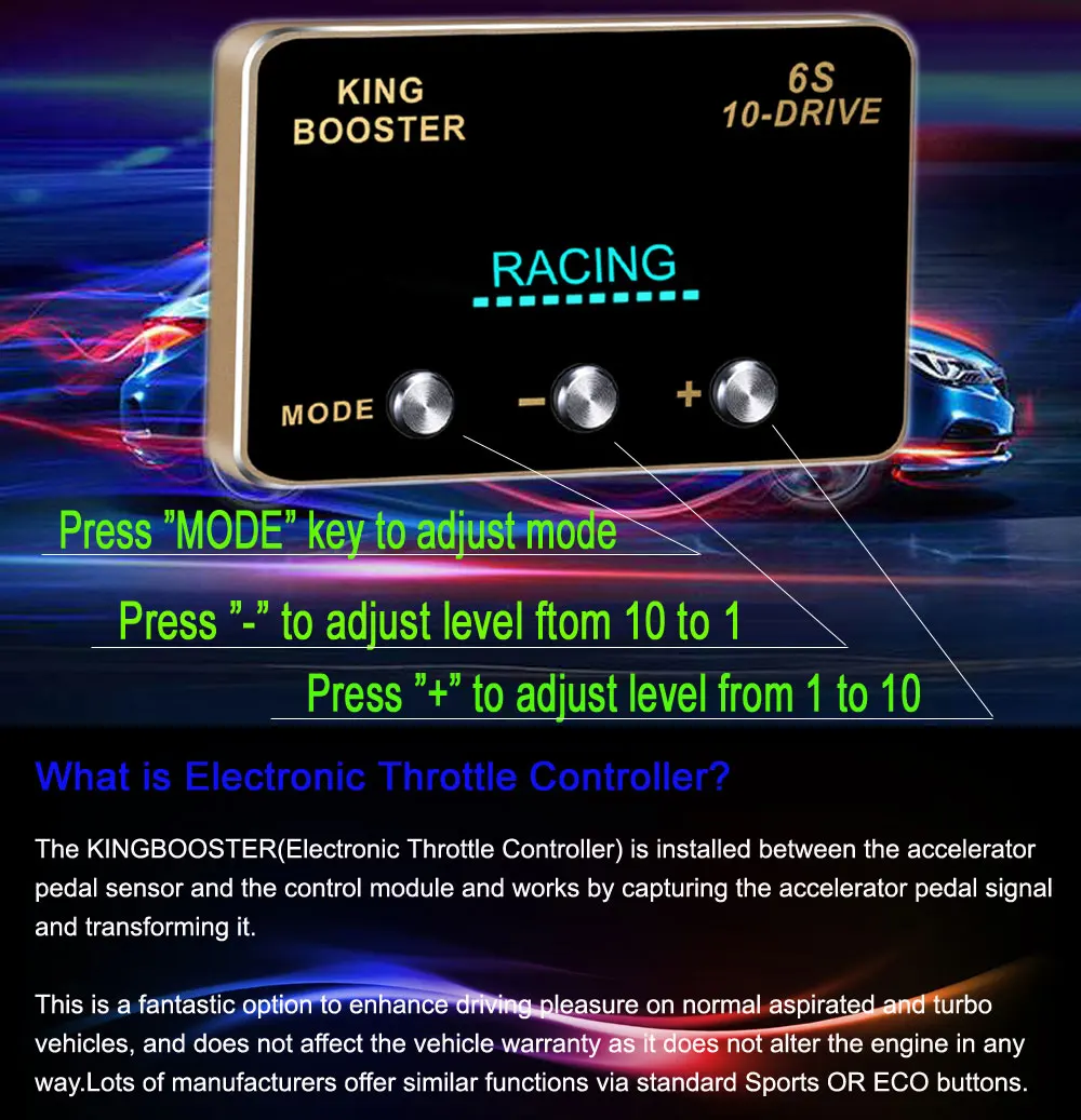 2 car DIY accessories smart pedal commander tuning box electronic throttle controller accelerator speed control module