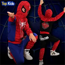 НОВЫЕ комплекты одежды для маленьких мальчиков с человеком-пауком; Спортивный костюм для мальчиков; весенние маскарадные костюмы на Хэллоуин с человеком-пауком; детская одежда; MB492