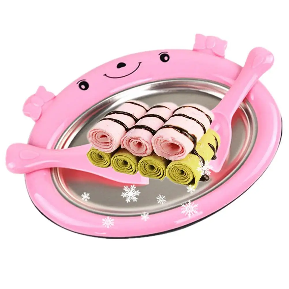 30 Cute Cartoon Ice Cream Roll Maker Machine Fried Yogurt Plate Summer