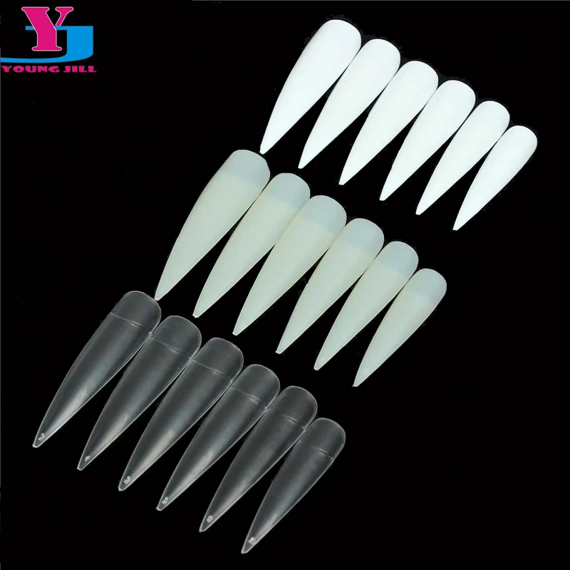 

500Pcs Long Sharp False Nail Art Tips Acrylic Salon Natural White Clear Acrylic Salon Fake Artificial Nail Tips Beauty Tools