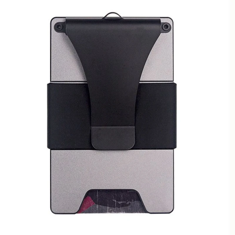 

Aluminum Alloy ID Bank Card Case Credit Card Holders RFID Non-scan Mini Wallet with Cash Clip Male Carteira Masculina Billetera