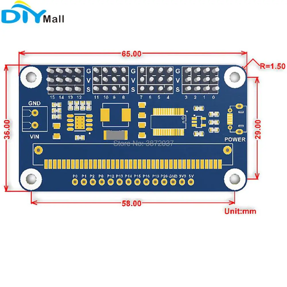 Сервопривод PCA9685 PWM 16 каналов 12 бит I2C 5 В 3 А плата сервопривода для BBC Micro:bit