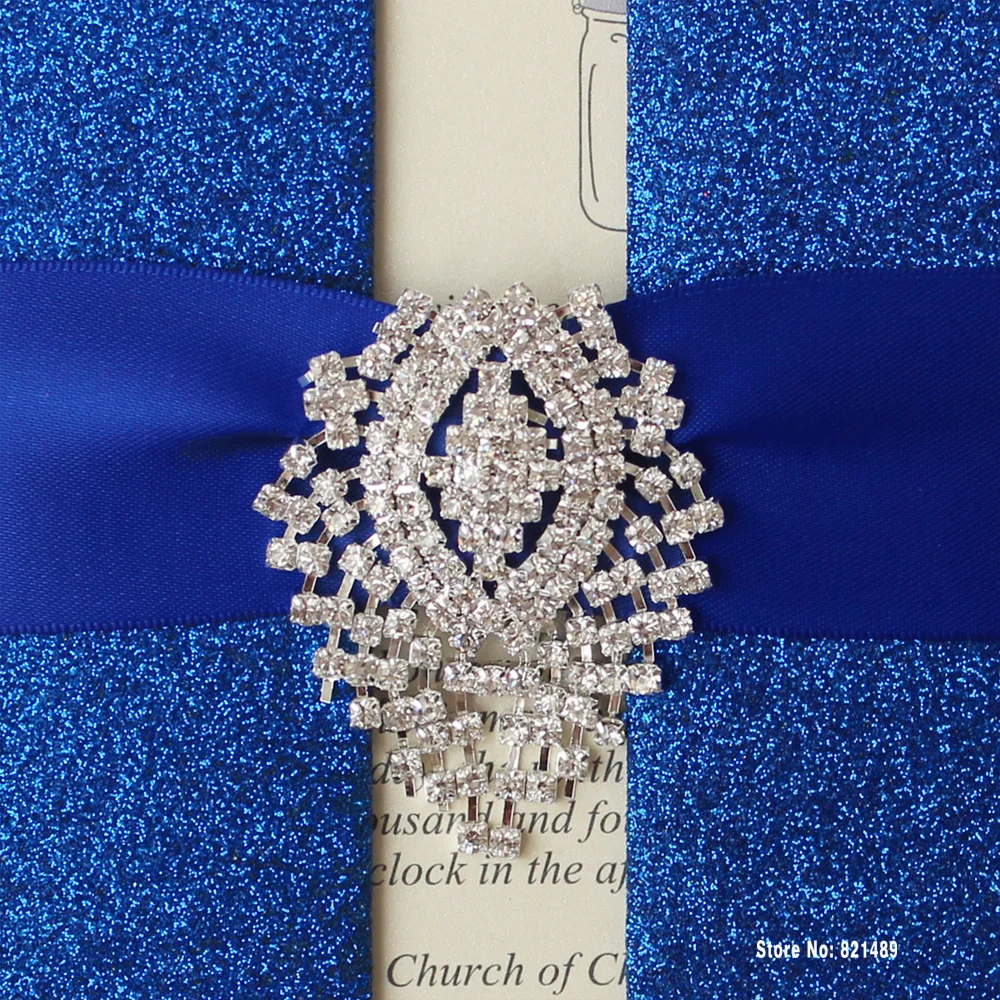  Royal Blue Wedding Invitation Shimmer Invitation Card Blue Invitation for Wedding - Pack of 30 - 32654513699