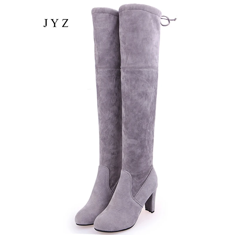 

Fashion New Womens Knee Length Boots Autumn Spring High Heels Platform Pumps Shoes Lady Size 40 41 42 43 aa0323