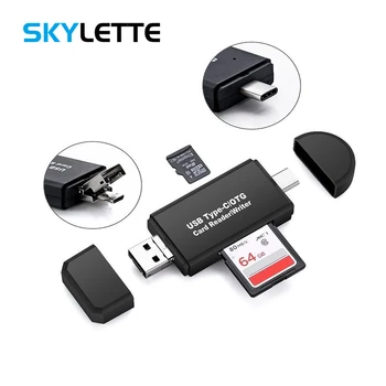 

3 In 1 USB Type-C Micro USB Card Reader USB2.0 Universal TF/SD Memory Card OTG Reader for Xiaomi 6 GALAXY S8 Macbook Pro