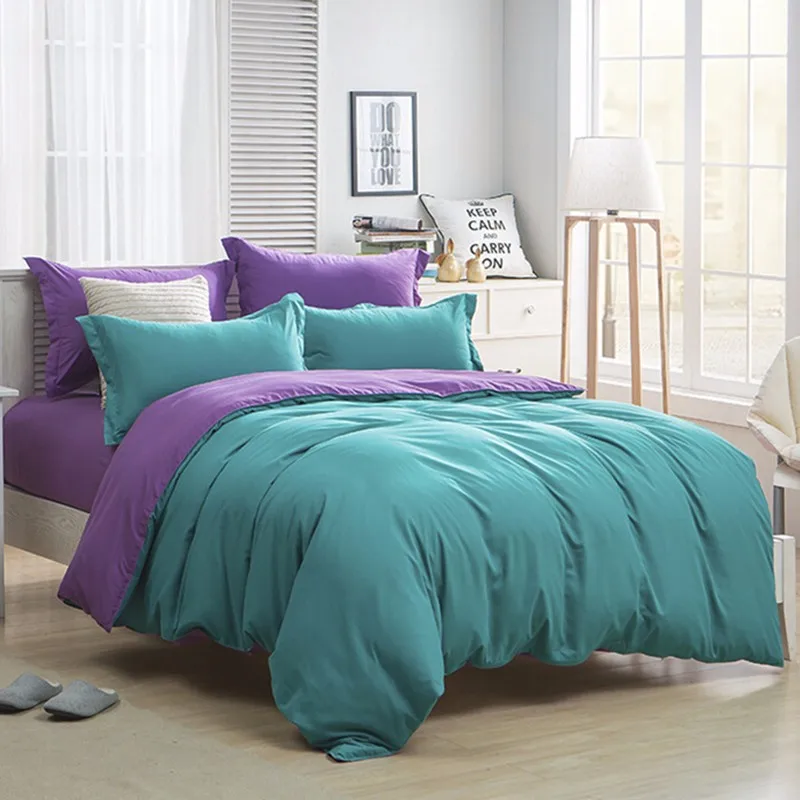 

Home Textile 150x 230cm 4pcs Fresh and Simple Plain Bedding Set Duvet Cover Kids Cotton Bed Linen Duvet Cover Sets Top Quality