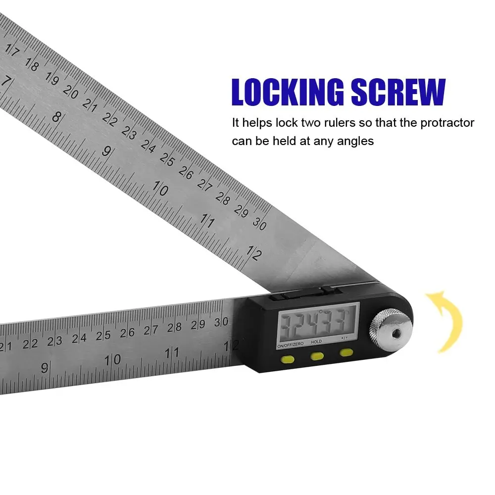 

KKMOON 300mm 500mm 2-in-1 Stainless Steel Electronic Digital Display Protractor Angle Finder Ruler