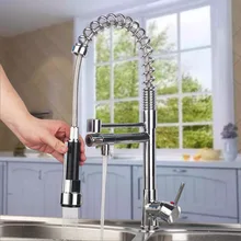 Torayvino 360 Swivel Double Faucets Polished Chrome Brass Kitchen Faucet 1 Handles Vessel Swivel Mixer Tap Pure Water Faucet