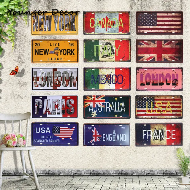 New York USA Flag Car License Plate England London Vintage Home ... New York USA Flag Car License Plate England London Vintage Home ...