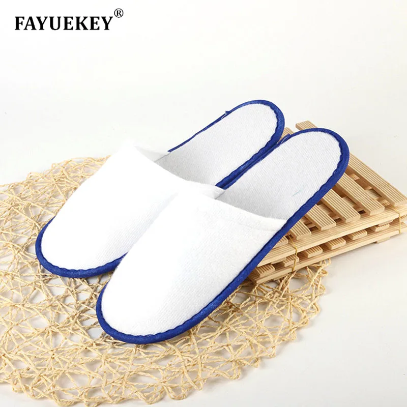 

FAYUEKEY Wholesale 20 pairs Hotel Club Portable Disposable Close Toe Travel Slippers Home Guest Non-woven Fabric Slippers Shoes