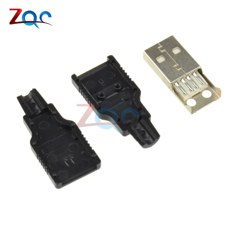 Разъем USB 2 0 типа A 4 контактный разъем переходник с черным пластиковым покрытием 5