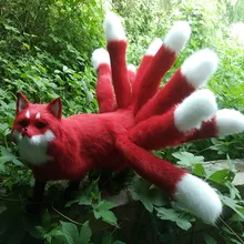 big Simulation red fox toy polyethylene&furs nine-tails walking fox model gift about 35x23cm y0328