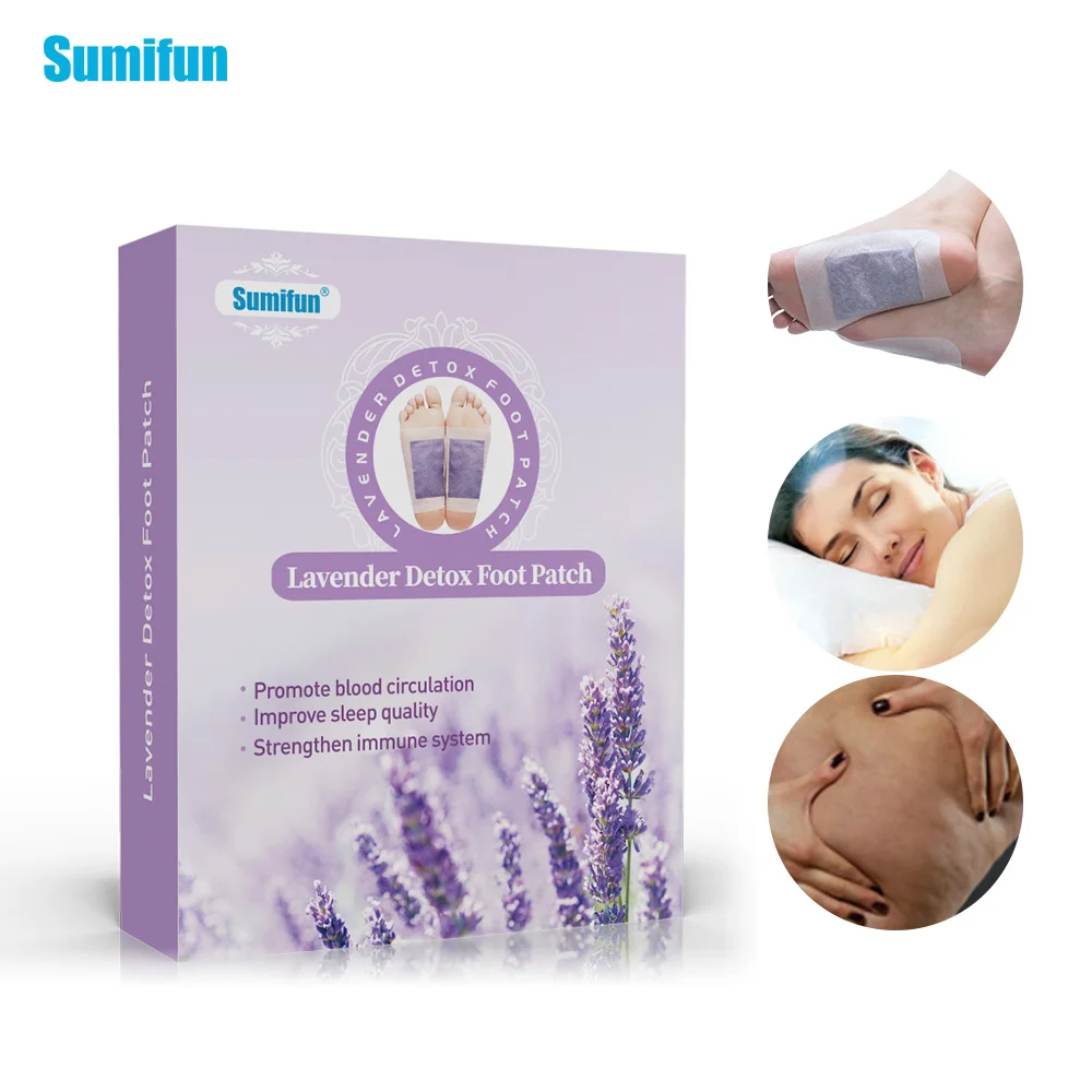 

Sumifun 12Pieces in One Box Detox Lavender Essential Oil Bamboo Vinegar Foot Patch Removing Toxins Foot Cleaning Plaster K03601