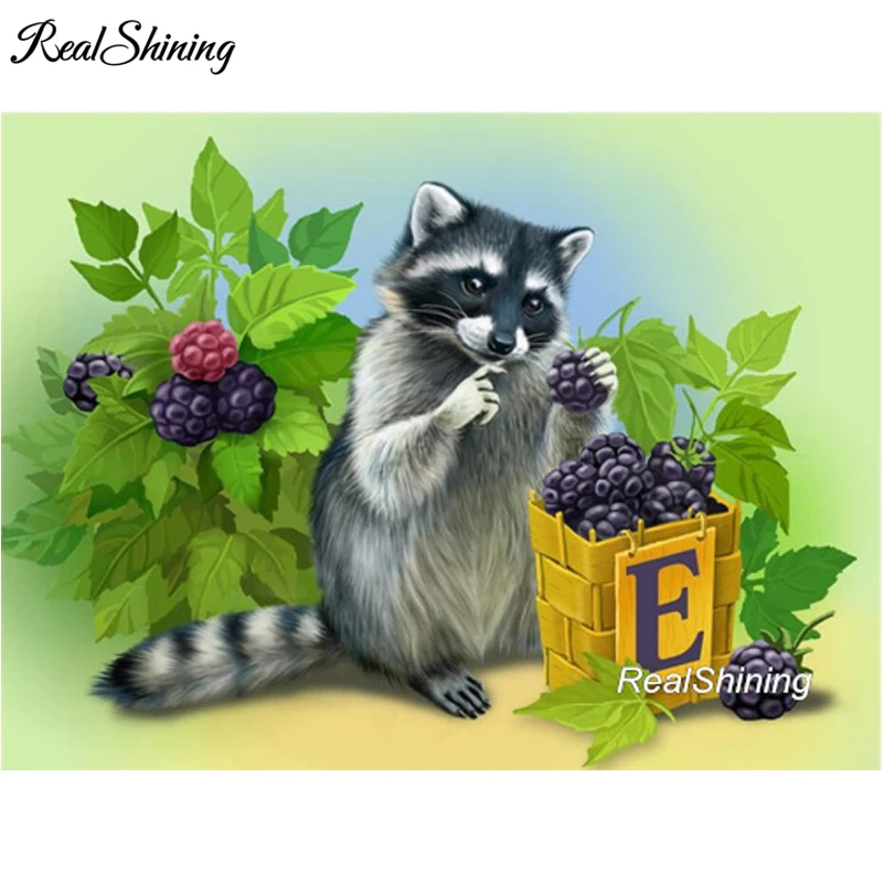 

REALSHINING DIY Diamond Embroidery Squirrel Grapes Full Square Diamond Mosaic Crafts 5D Diamond Painting Cross Stitch Arts FS790