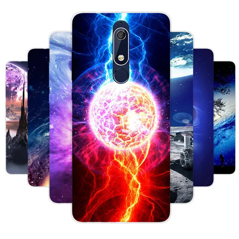 

For Nokia 5.1 2018 Case Cover Silicon TPU Star Space Skin Soft Phone Cover For Nokia 5.1 2018 TA-1075 TA-1061 Case Hoesjes ky103