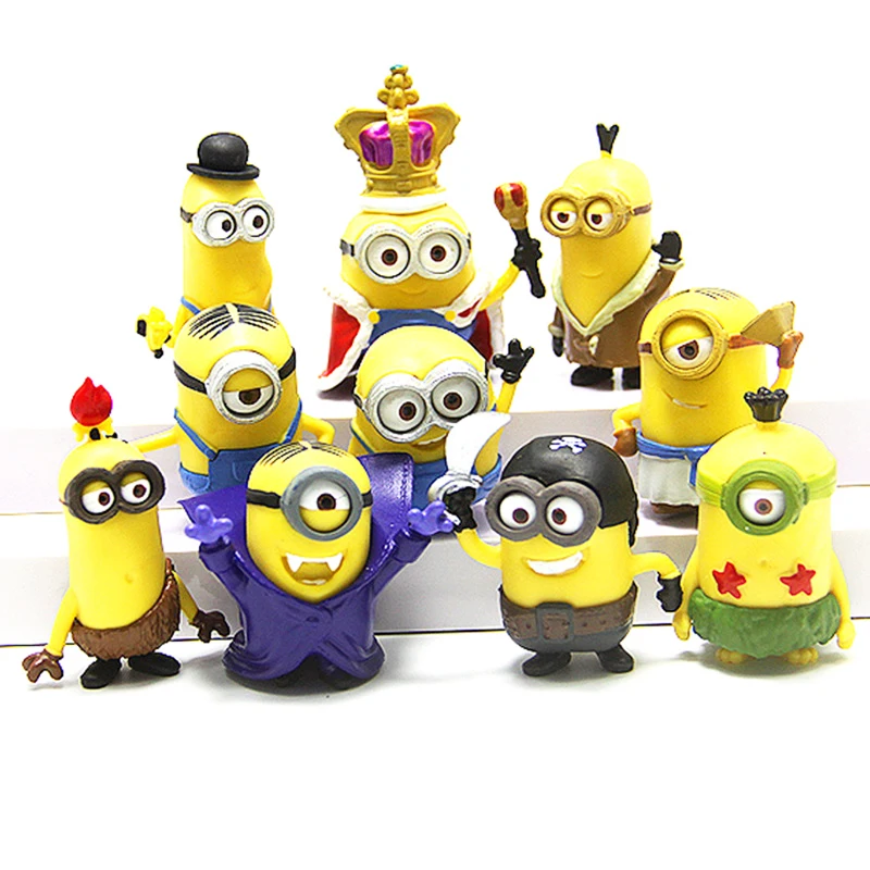 

10pcs/set Cartoon Cute Minion Miniature PVC Action Figurines Collcetion Model toys for Children birthday gift