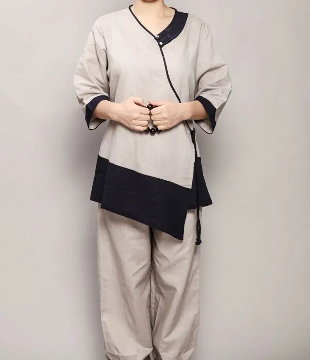 

newest Linen&cotton lay meditation suits buddhism nun uniforms zen clothing sets Summer&Spring&Autumn