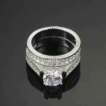 

YINHED Luxury Rings Set for Women Engagement Ring Wedding Band CZ Diamant Jewelry 100% 925 Sterling Silver Ring Anillos ZR329