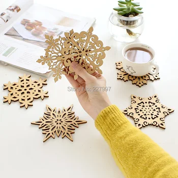 

Wholesale 300pcs Wooden Snowflake Mug Coasters Holder Chic Drinks Coffee Tea Cup Mat Decor Mats By DHL Free