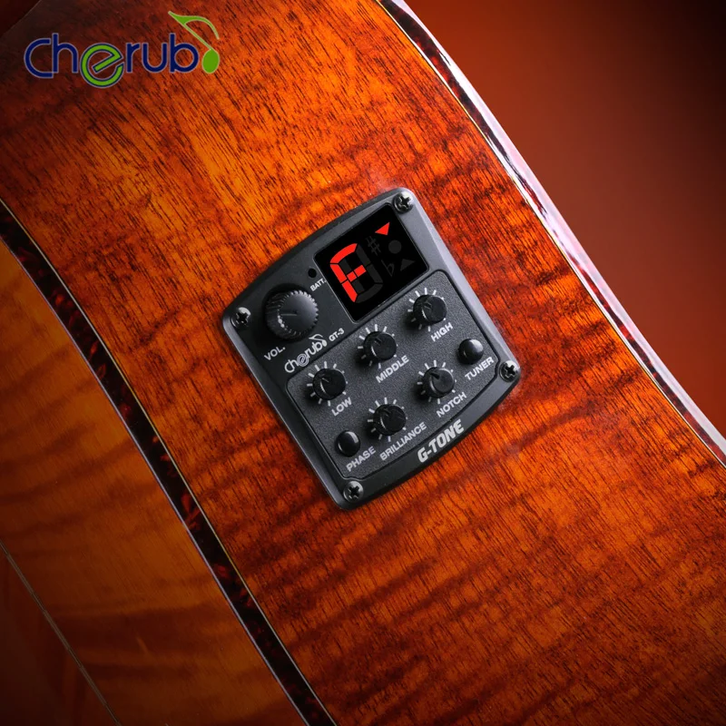 

Cherub GT-4 3-Band Acoustic Guitar Preamp EQ Equalizer Pick-up Tuner Guitarra Stringed Instrument Accessories for Folk Guitar