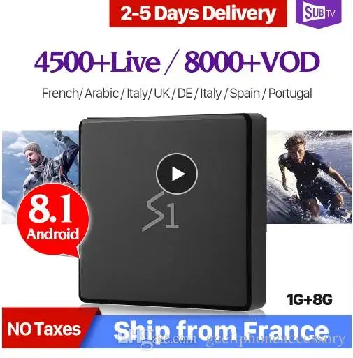 

S1 (1+8)1 Year Code iptv SUBTV Box Smart Android 8.1 Media Player Mini TV channel IPTV Set Top TV Box