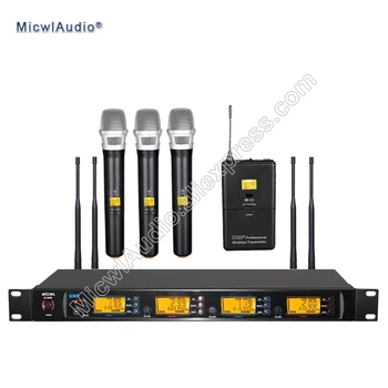 

Professional UHF 4x100 Channel Wireless Microphone System 3 Handheld+1 Bodypack Micwl.Audio G900-005