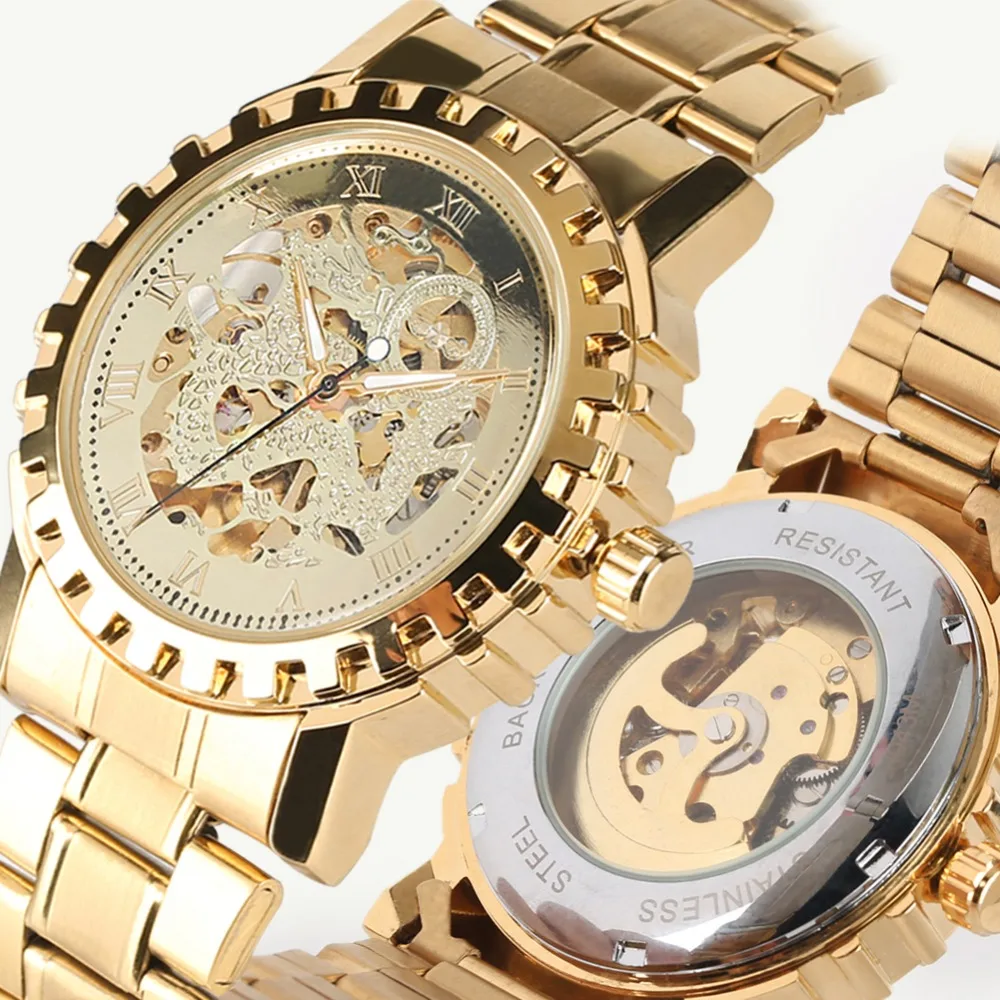 

Men Watches Top Brand Luxury Mechanical Watch Automatic Self Wind Tevise Skeleton Wrist Watch Stainless Steel Strap reloj hombr
