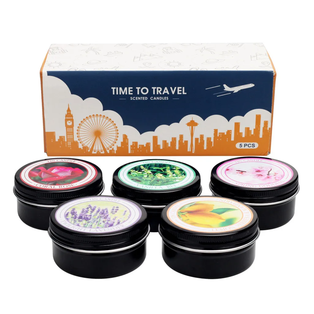 

2019 Household daily necessities Scented Candles Gift Set Natural Soy Wax Smokeless Aromatherapy Candles Kit 5Pcs Decoration