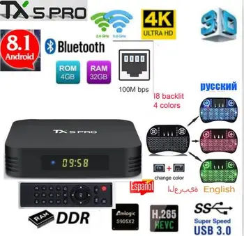 

tanix TX5 PRO 4GB 32GB 2.4G WiFi 100M LAN Bluetooth Android 8.1 TV Box Amlogic S905X2 Quad Core 4K Smart Box TX5 MAX TANIX