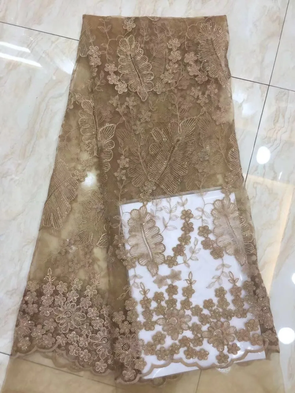 

French lace fabric 5yds/pce dhl sequins embroidery gold fabrics women gorgeous luxury bright lagos party wedding dress 2019