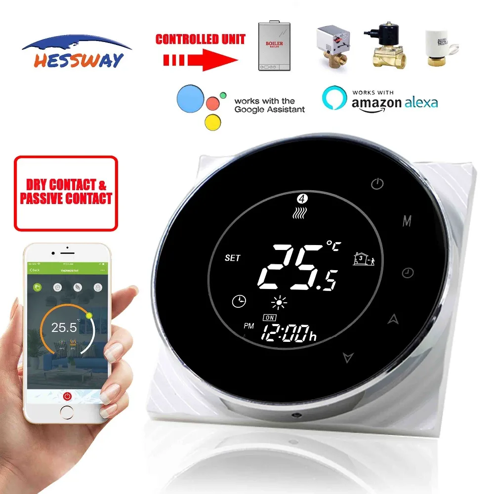 HESSWAY YUYA CHIP alexa google умный термостат WIFI для газового котла клапана сухого контакта