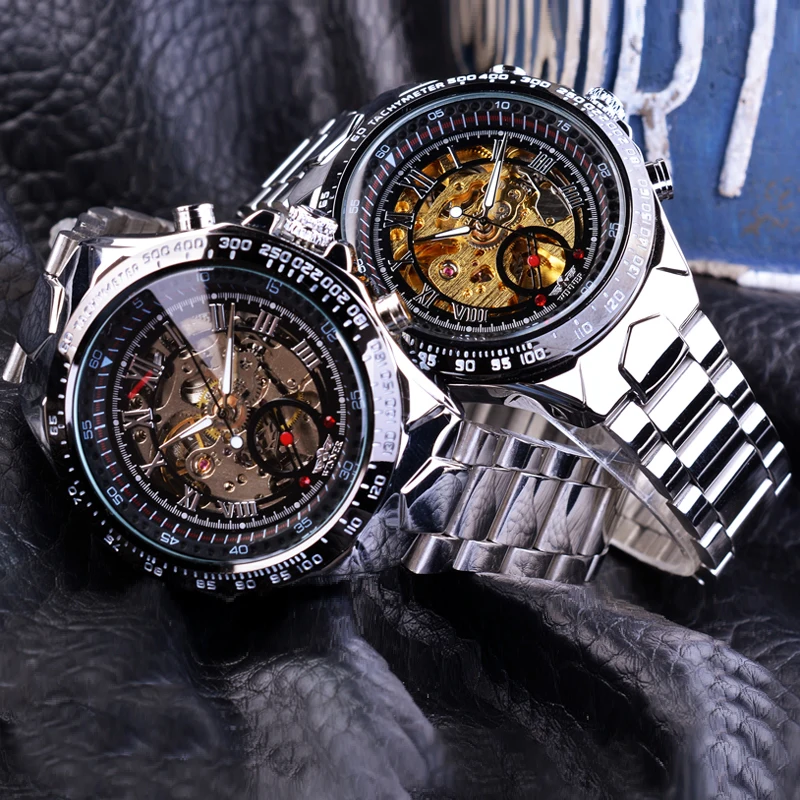أعلى الفاخرة ساعة رجالي الميكانيكية ووتش الأزياء السويسري الرجال شخصية جميع الصلب الجوف ساعات أوتوماتيكية الرجال relojes هومبر