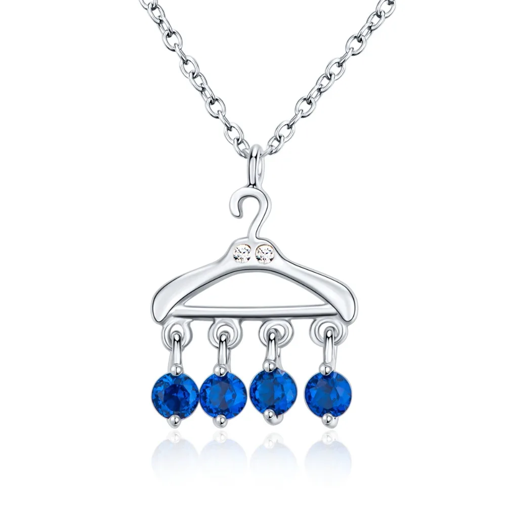 Genuine 925 Sterling Silver Jewelry Sapphire Crystal Mini Hanger