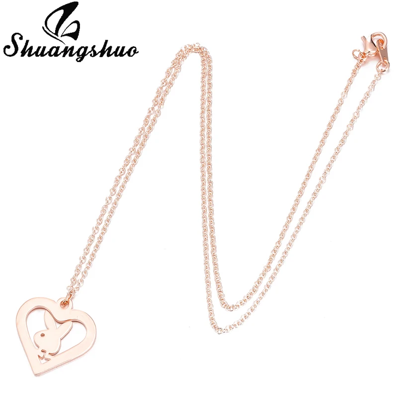 Shuangshuo маленький кролик из нержавеющей стали на заказ ожерелье сердце кролика Подвески ожерелье для женщин дети мода ювелирные изделия в стиле минимализма