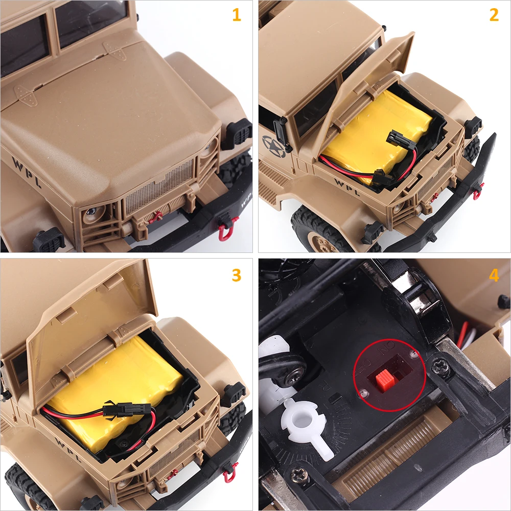 WPL RC грузовик 1/16 2 4G 6WD Гусеничный внедорожник 1:16 мини военный RTR четырехколесный