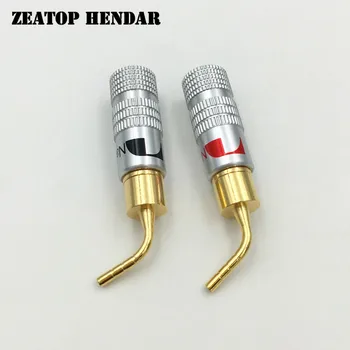 

50Pcs High Quality 24K Gold Nakamichi Speaker Pin Angle 2mm Banana Plugs Speaker wire Screw Lock Connector