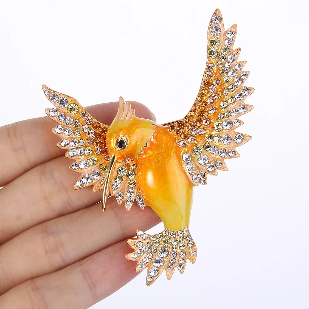 

Tuliper Enamel Flying Bird Animal Brooch Pins Austrian Crystal Rhinestone Brooches For Women Party Jewelry Gift