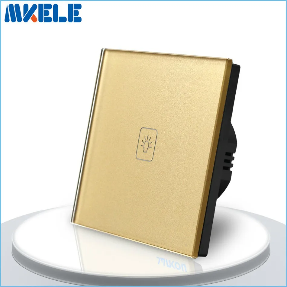 

EU Standard Touch Switch 1 Gang 1 Way Gold Crystal Glass panel,Light Switch,Touch Screen wall switch,wall socket for lamp