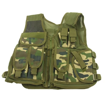 

Woodland Camouflage Tactical Vest Nylon Military Paintball Wargame Hunting Vest CS Adjustable Outdoor Mesh Vest Men