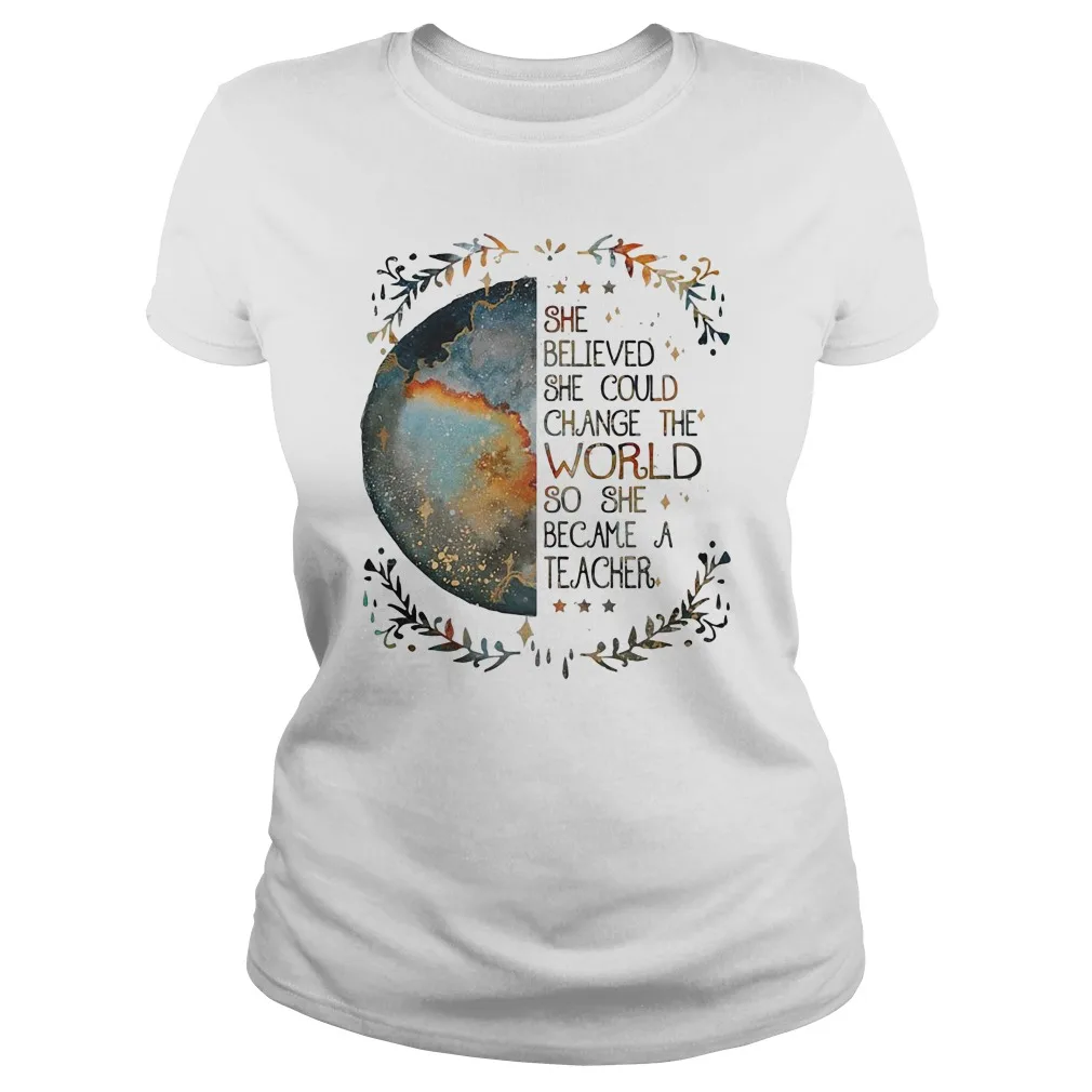 

GILDAN Brand She Believed She Could Change The World So She Became A Teacher Shirt Summer Men's Short Sleeve T-Shirt