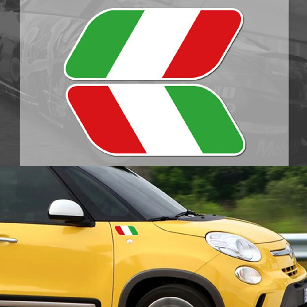 

2PCS Italian National Italy Flag Window Decal Stickers Universal Reflective Side Fender Badge For Fiat For Abarth
