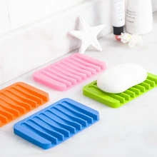 Силиконовый кухонный гибкий держатель для мыльницы для ванной комнаты, поднос для мыла, Прямая поставка, 5 цветов, зеленый, синий, белый, оранжевый, розовый
