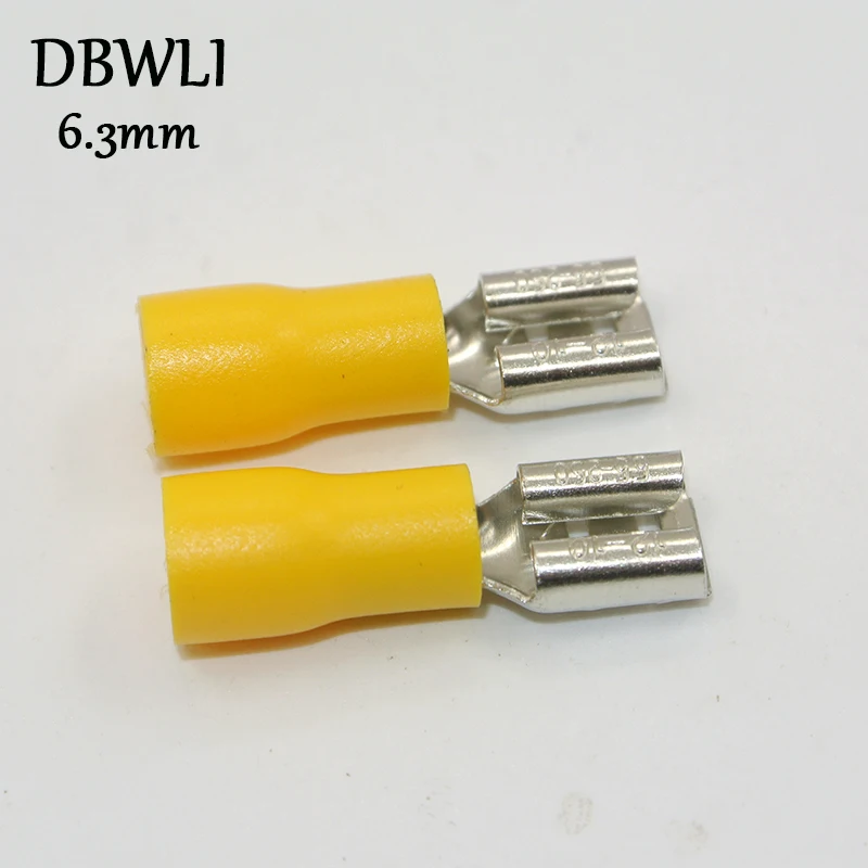 1000pcs/lot Yellow 12 10AWG INSULATED 6.3mm 1/4" FEMALE BLADE CRIMP
