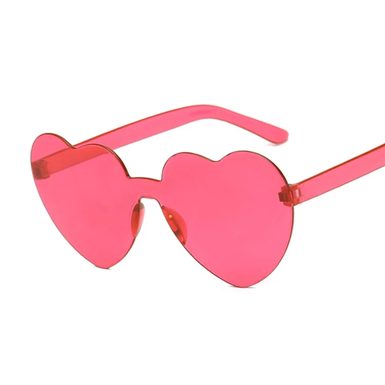 round sunglasses New One Piece Love Heart Lens Sunglasses Women Transparent Plastic Glasses Style Sun Glasses Female Clear Candy Color Lady rose gold sunglasses Sunglasses