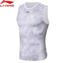 Li-Ning Мужской базовый слой майка без рукавов футболка 90% полиэстер 10% спандекс на сухой облегающий жилет подкладка спортивные топы AUDN055 CAMJ18