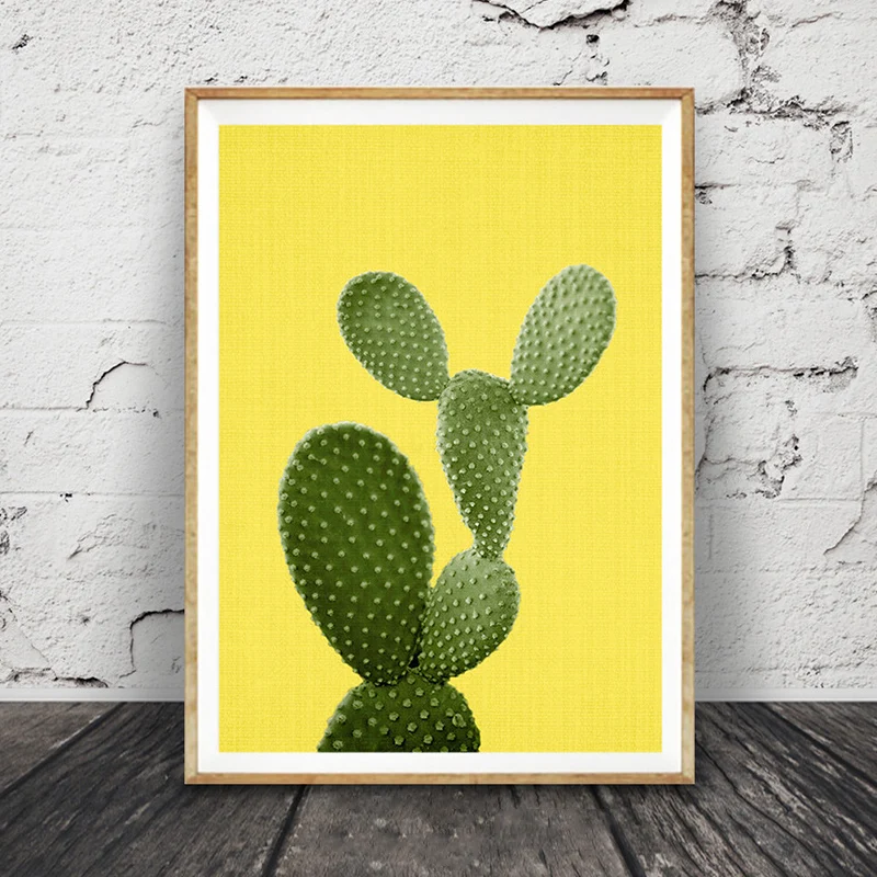 Cactus Wall Art, South Western Print, Mexican Decor, Yellow, Modern Minimalist, Prickly Pear Cacti