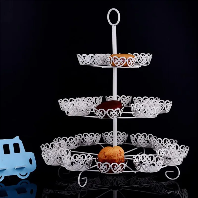 1PC Three Floors DIY Cake Stands Heart Muffin Cup Stainless Steel for